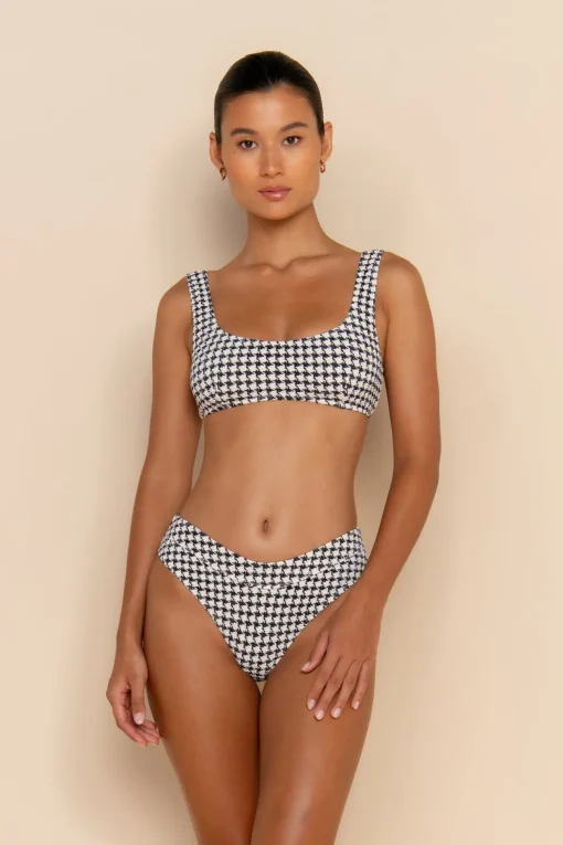 ESCAPE BRALETTE TOP - HOUNDSTOOTH