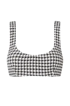 ESCAPE BRALETTE TOP - HOUNDSTOOTH