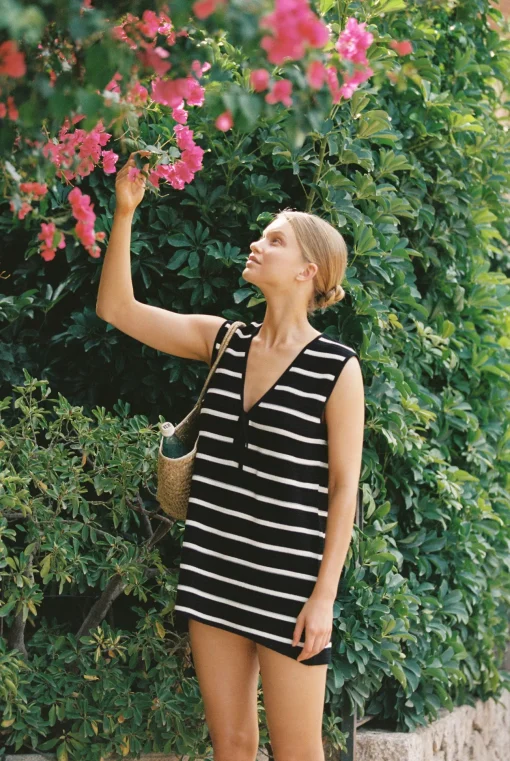 JONI MINI DRESS - BLACK/WHITE STRIPE